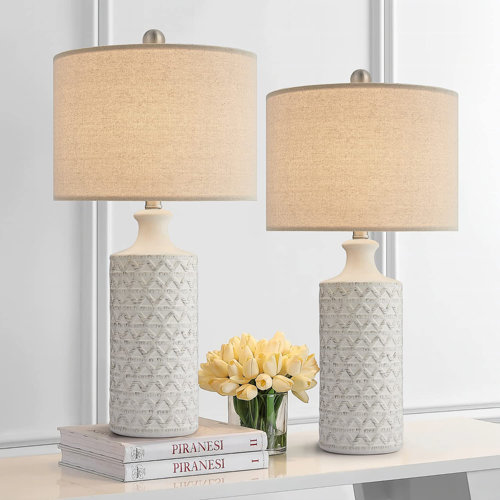 Amarchand 24.75"Modern Ceramic Lamp, for Living Room Bedroom, Bedside Table (Bulb Not Included) (Set of 2)